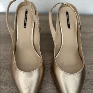 Zara Metallic Gold Slingback Heels
